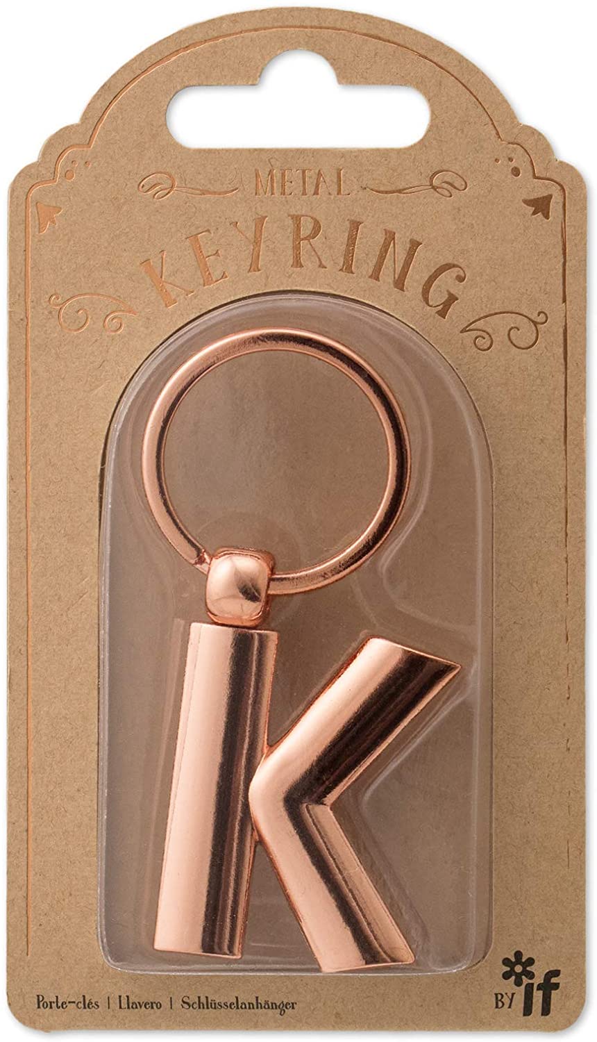IF Metal Letter Keyring Personalised Alphabet Letters - Rose Gold - K, 3 x 1 x 7 cm - Image 2