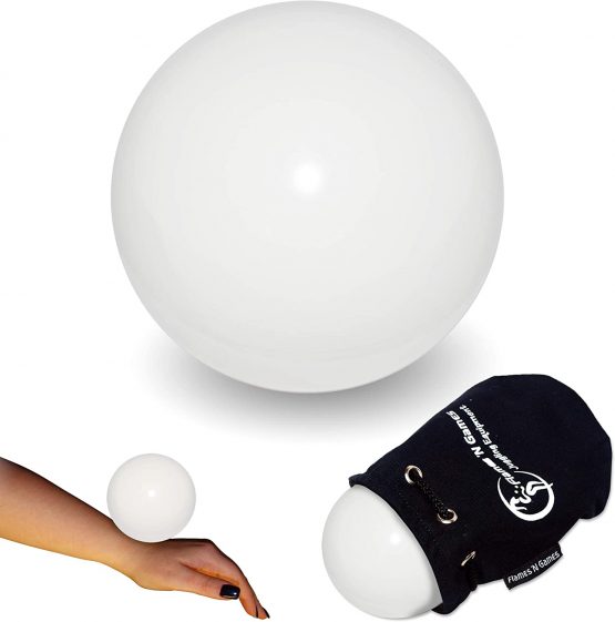 Flames N Games Juggle Dream Practice Contact Ball + Suede Bag - Pro Contact Balls for all Abilities. Available in 3 sizes and 5 colours!! (White, 80mm) - Image 2