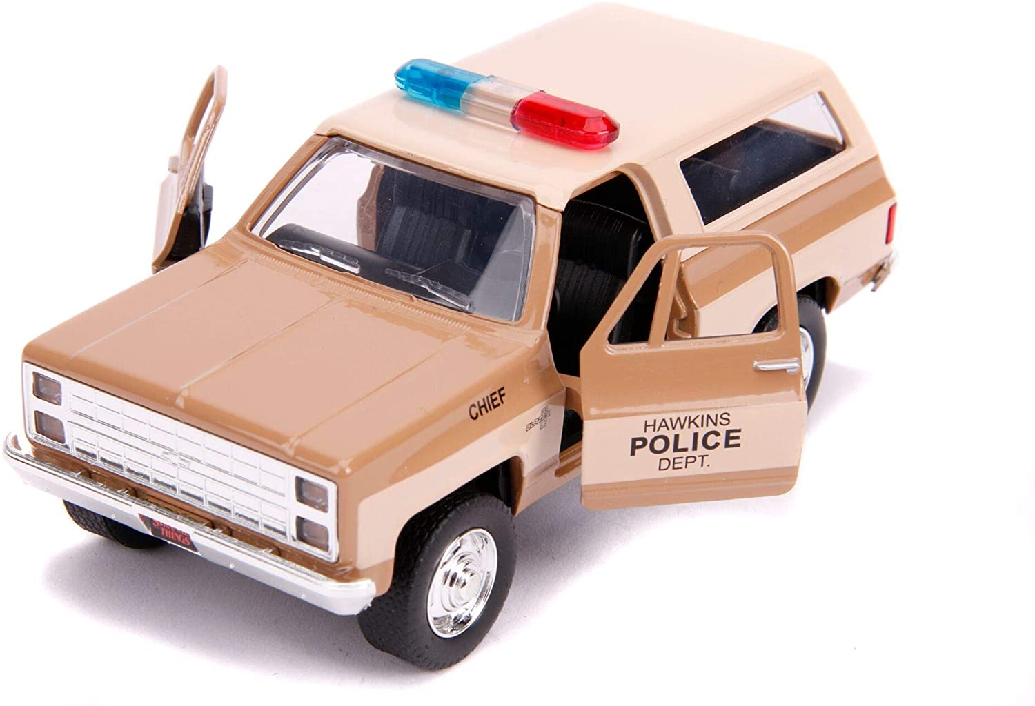 Stranger Things Hopper's Chevrolet Blazer Hawkins Police Dept (2016) TV Series Hollywood Rides 1/32 Diecast Model Car by Jada 31114