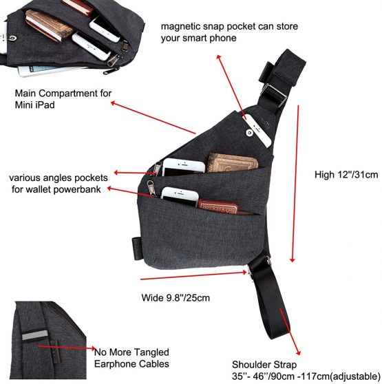 Faleto Anti-thief Hidden Security Bag Underarm Shoulder Armpit Bag Holster Portable Backpack for Phone/Money/Passport Tactical Bag Multi-purpose Concealed Pack for Travel/Outdoors - Image 2