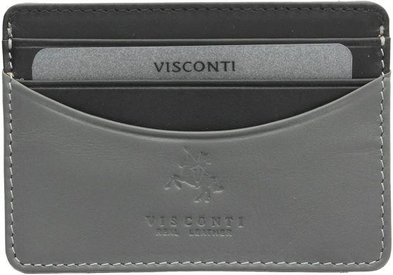 Visconti Lucca Collection Ramon Two Tone Slim Leather Credit Card Holder LC35 Grey Multi - Image 3