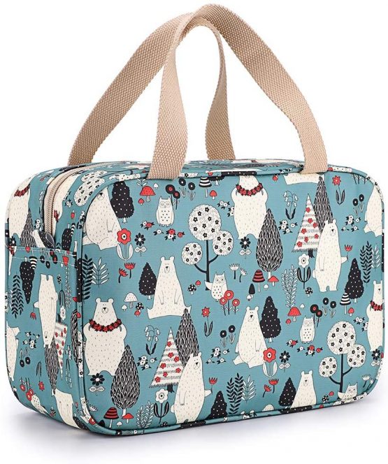 IGNPION Woman Large Travel Toiletry Bag Waterproof Wash Bag Make up Organizer Bag Cosmetic Bag Swimming Gym Bag (Forest Bear)