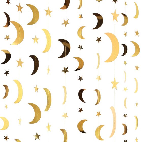 Patelai gold graduation star paper garland banner decoration golden glitter star graduation class of 2020 congrats grad wedding birthday garland hanging festival party decoration (Gold)