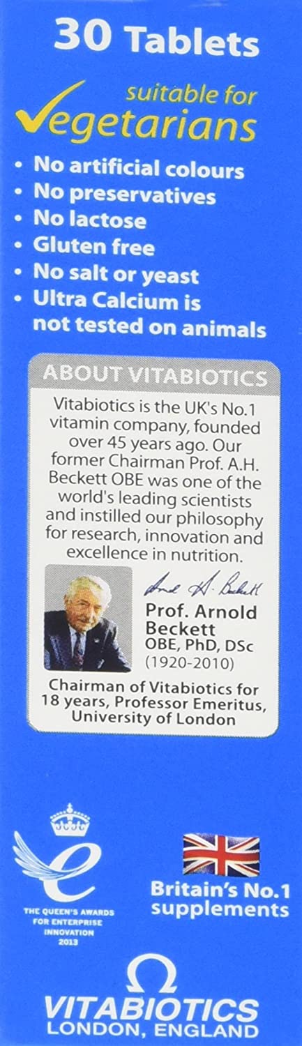 Calcium and Vitamin D Tablets, Vitabiotics Ultra (Pack of 1), 30 count (Pack of 1) - Image 3