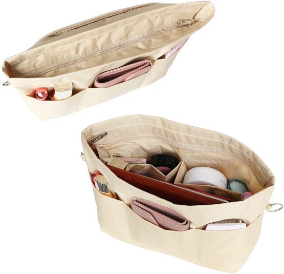 Bag Organiser Insert Handbag, Expandable Purse Organiser Zipper Closure, Waterproof Nylon - Image 3