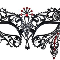 Thmyo Halloween Mask Mask Laser Cut Metal Women's Masquerade Mask Venetian Mask (Black+red)