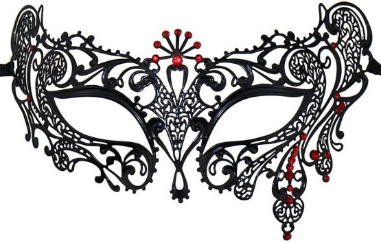 Thmyo Halloween Mask Mask Laser Cut Metal Women's Masquerade Mask Venetian Mask (Black+red)