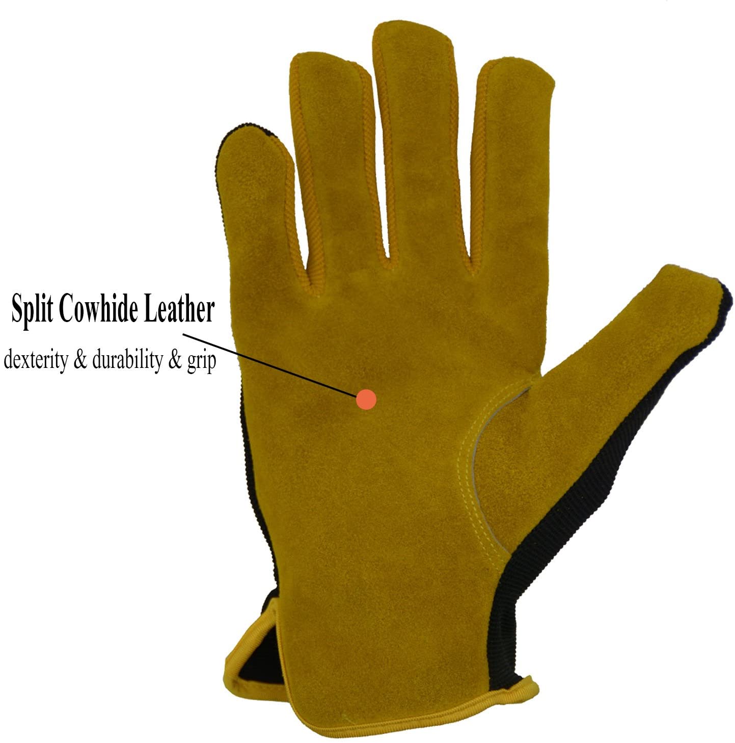HANDLANDY Men Leather Gardening Gloves, Utility Work Gloves for Garden & Building Work - Image 3