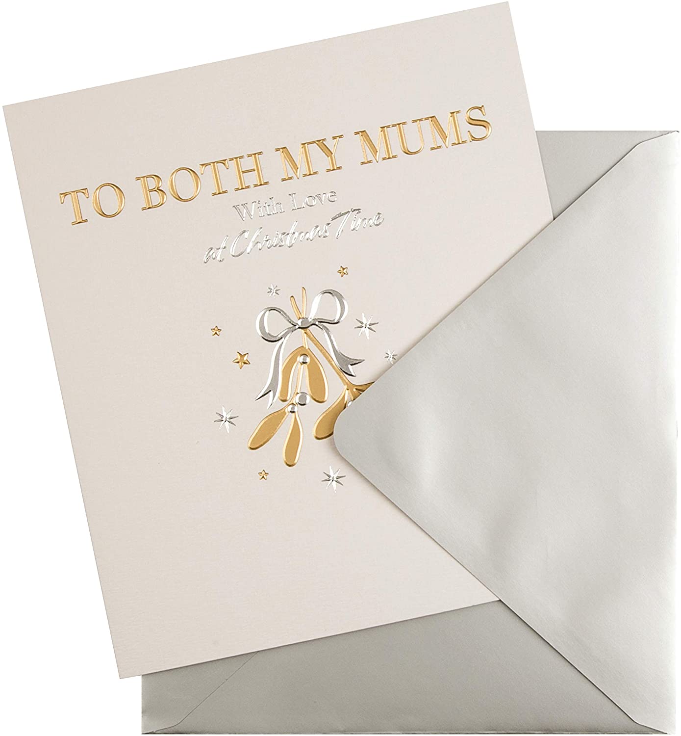 Christmas Card for 'Both My Mums' from The Hallmark Studio - Simple Gold Foiled Design, 18cm x 16cm - Image 2