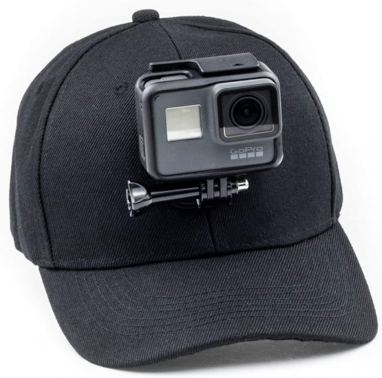 Digicharge Baseball Cap Hat with Action Camera Holder Mount Bracket Compatible for GoPro Max Hero Akaso Dragon Touch Apexcam Crosstour Campark Fitfort Apeman Camkong Victure Kitvision Cam Black