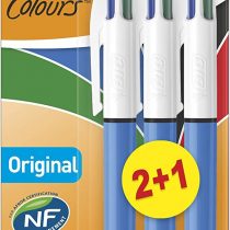 BIC 4 Colours Original, Retractable Ballpoint Pens, Multi-coloured Medium Point (1.0mm), Pack of 3