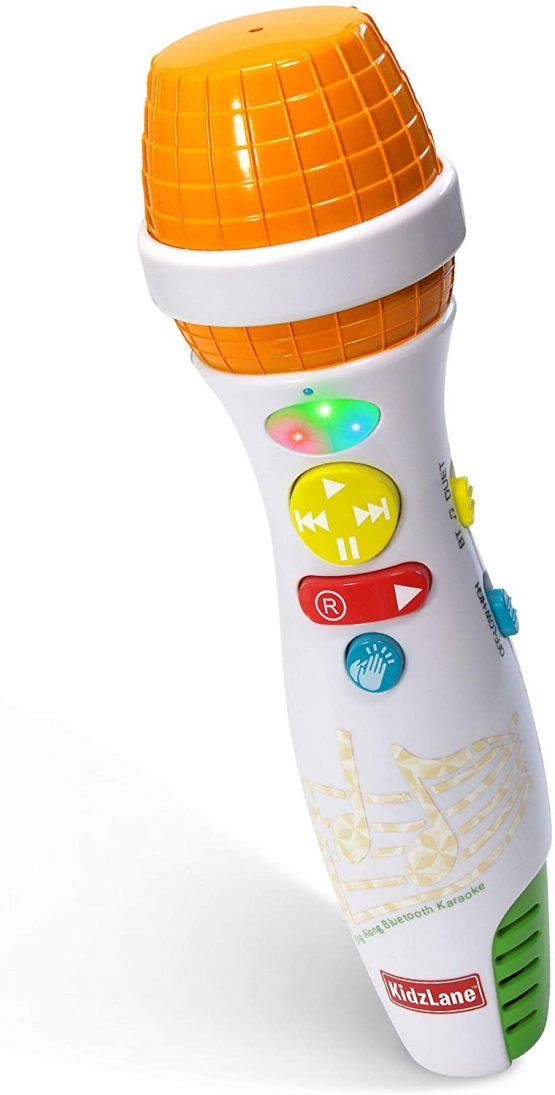 kidzlane Kids Karaoke Microphone with Bluetooth, Voice Changer, and 10 Built-in Nursery Rhymes