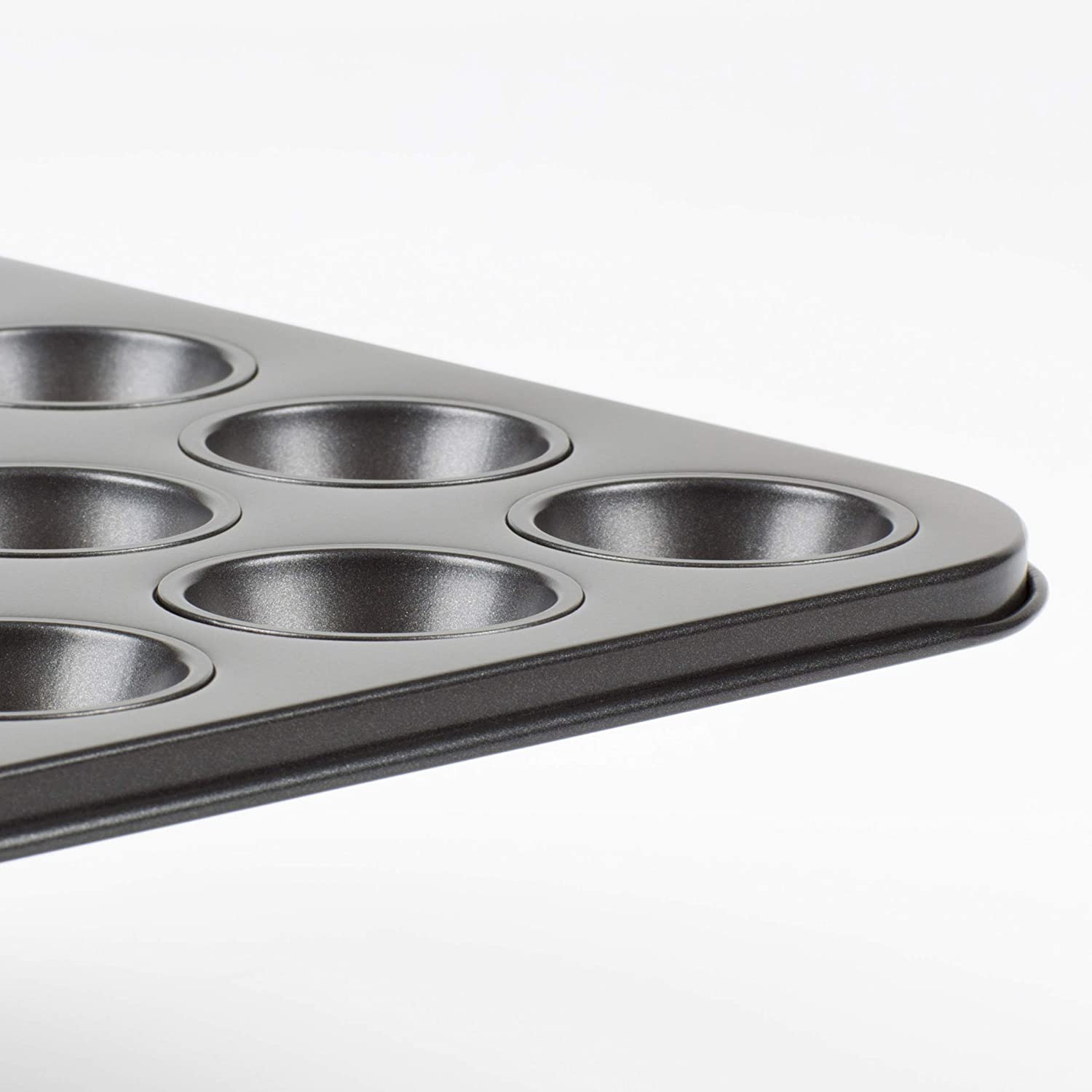 Prochef Teflon Non-Stick Premium Coated 24 Mini Cup Muffin Tray, Length 38cm x Width 26cm, Black - Image 4