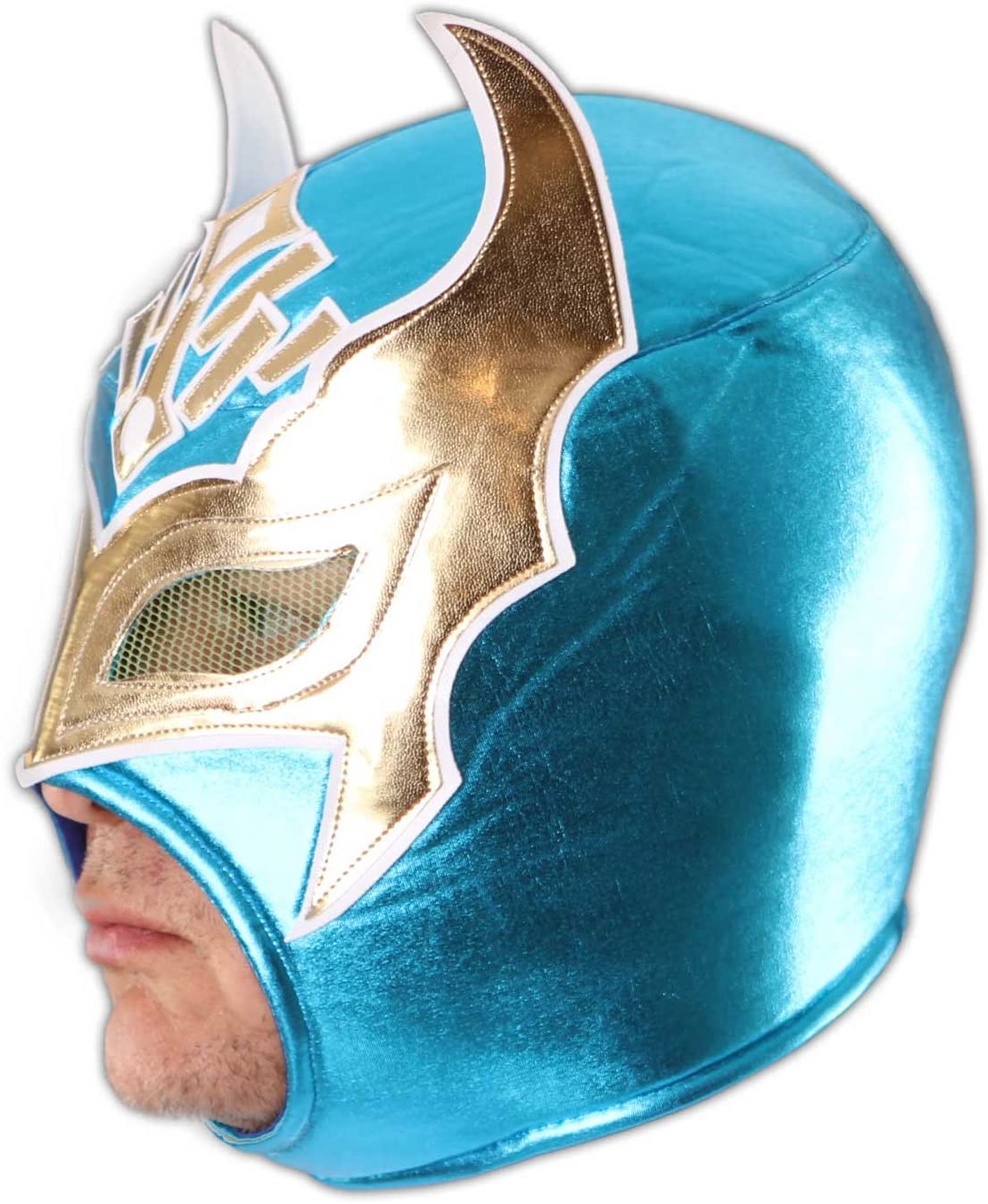 CENO.COM Wrestling Mask for Partygoers Luchador Lucha Libre Full Head Mask, One Size Fits Most, Lightblue, Universalgröße - Image 4