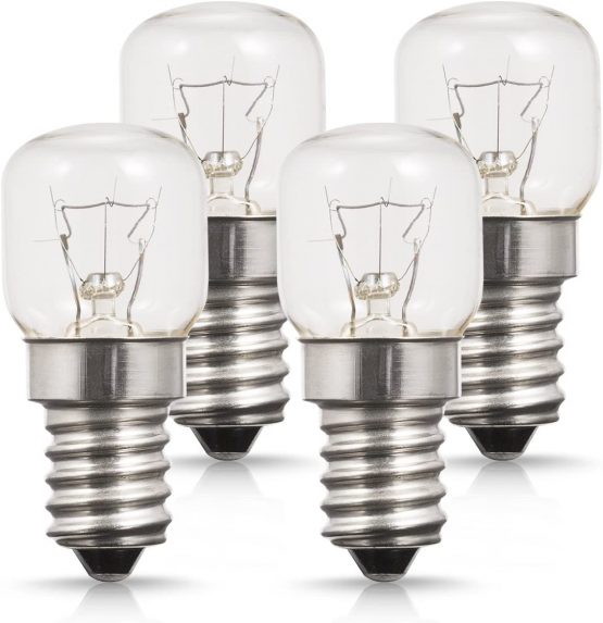 4X 25W Incandescent Bulb, Techgomade E14 Small Edison Screw Base, Oven Light Bulbs, Tungsten Light, up to 300 Degrees 25W Incandescent Bulb, 2700K Warm White, Non-dimmable