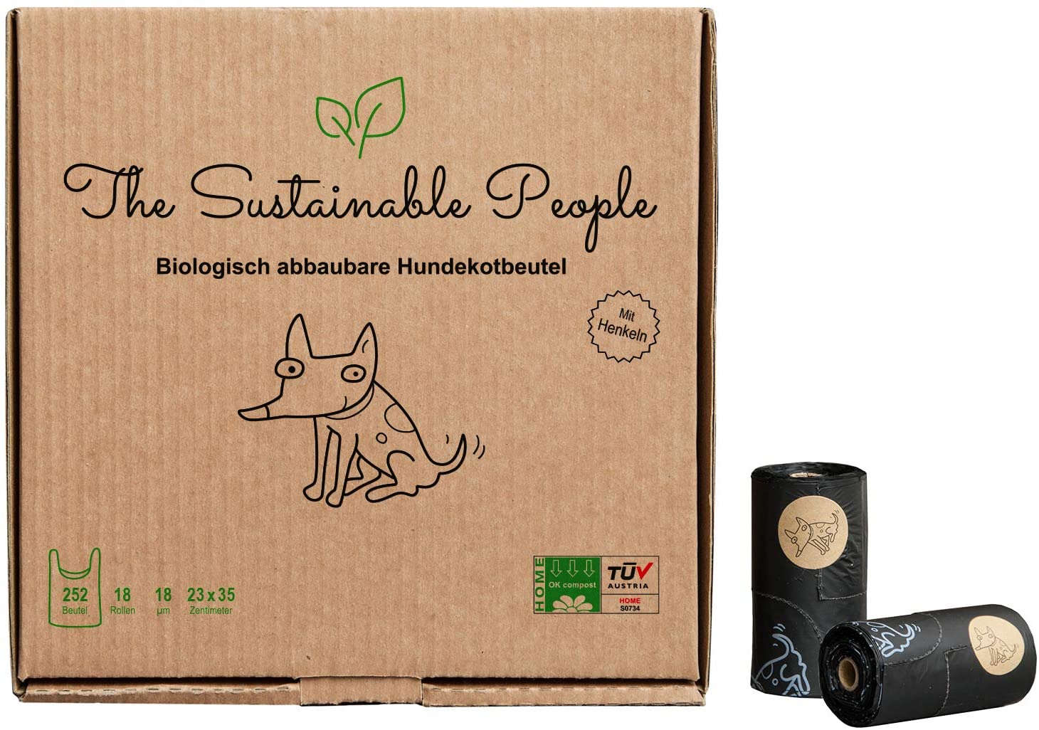 TSP Premium 100% Compostable Poop Bags with handles, Starch Based, Biodegradable