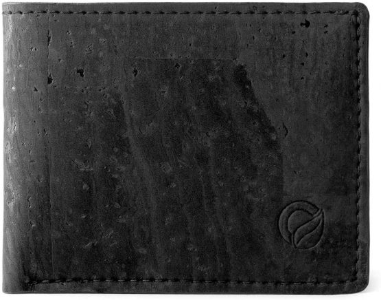 Corkor Cork Wallet for Men Bifold Slim Front Pocket Minimalist Vegan Leather, Black, S
