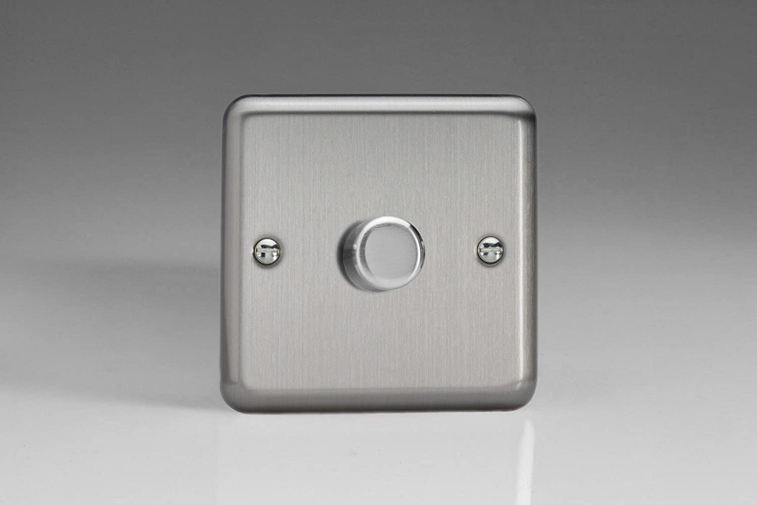 Varilight Single V-Pro Rotary 2-Way LED Dimmer 1 x 0-120W - Value Matt Chrome With Brushed Steel Knob, JSP401