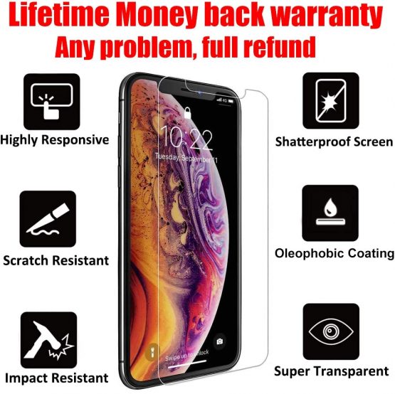 4youquality [2-Pack] iPhone XS, iPhone X & iPhone 11 Pro 5.8-inch Screen Protector, Tempered Glass Film [LifetimeWarranty][Scratch-Resistant] Screen Protector for iPhone X/XS & iPhone 11 Pro - Image 3