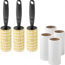IKEA BASTIS Set of 3 x Grey Lint Rollers with 4 x Refill Rolls
