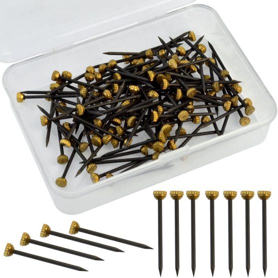 120 Pcs Brass Head Pins, Rbenxia 1 Inch Picture Pins Photo Hook Hangers Nails Hardened with Plastic Box, Black - Image 4
