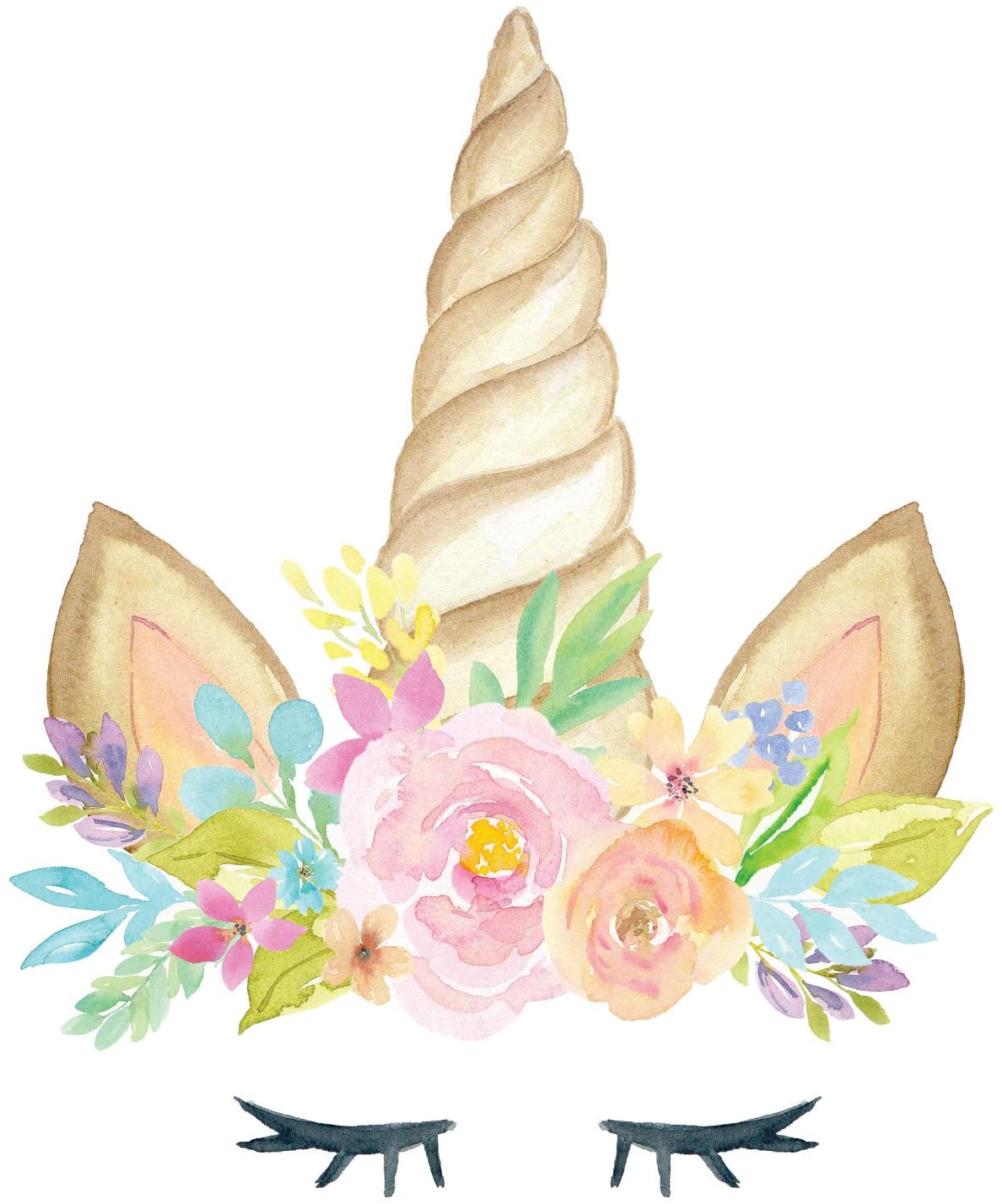 Stickerscape Unicorn horn wall sticker (Plain - Large size), No Glitter Effect