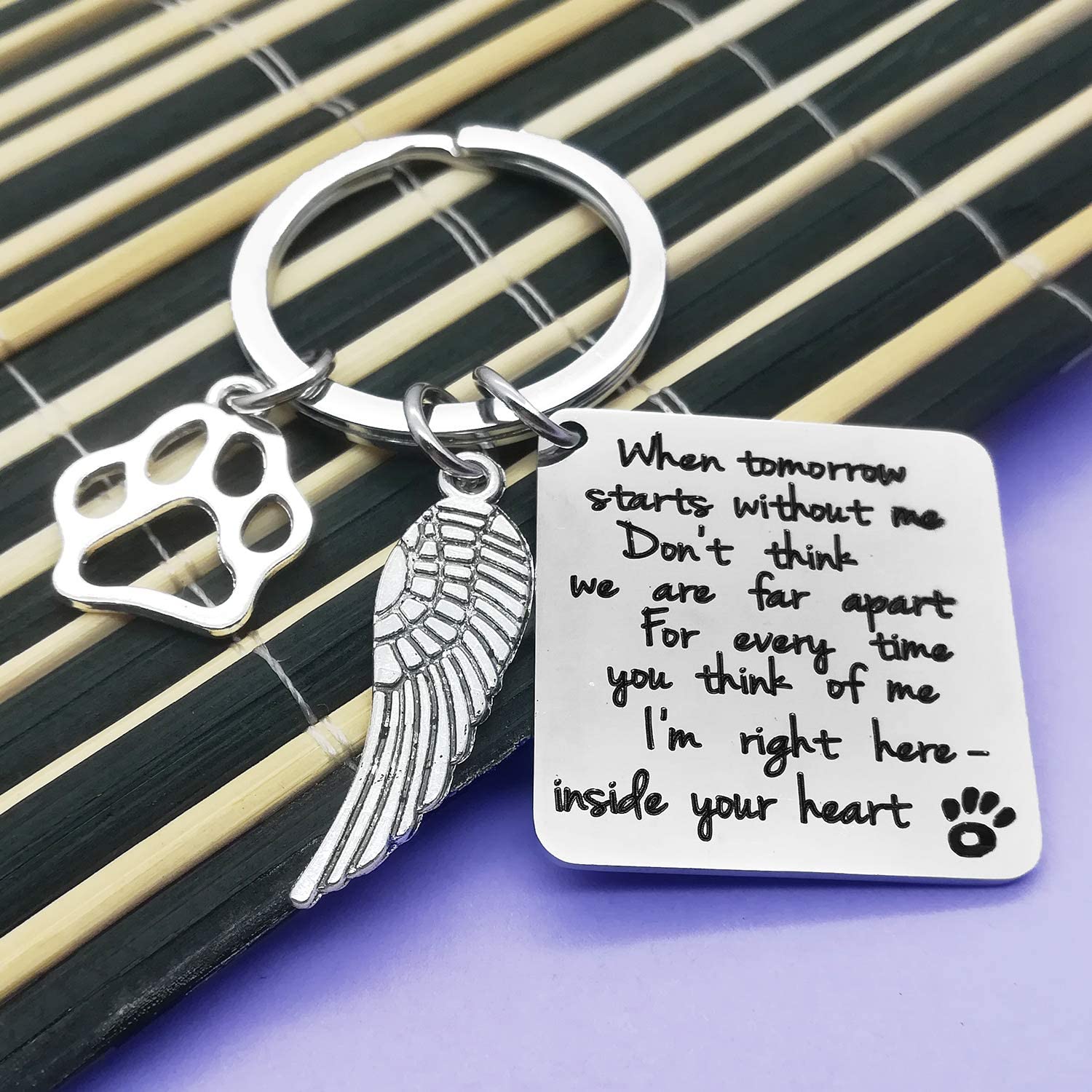 Dabihu Loss of Pet Keychain Pet Memorial Keychain Keyring Pet Family Dog Family Cat Family Pet Keychain Key Ring Pet Sympathy Gift for Pet Lover Dog Cat Keychain - Image 3