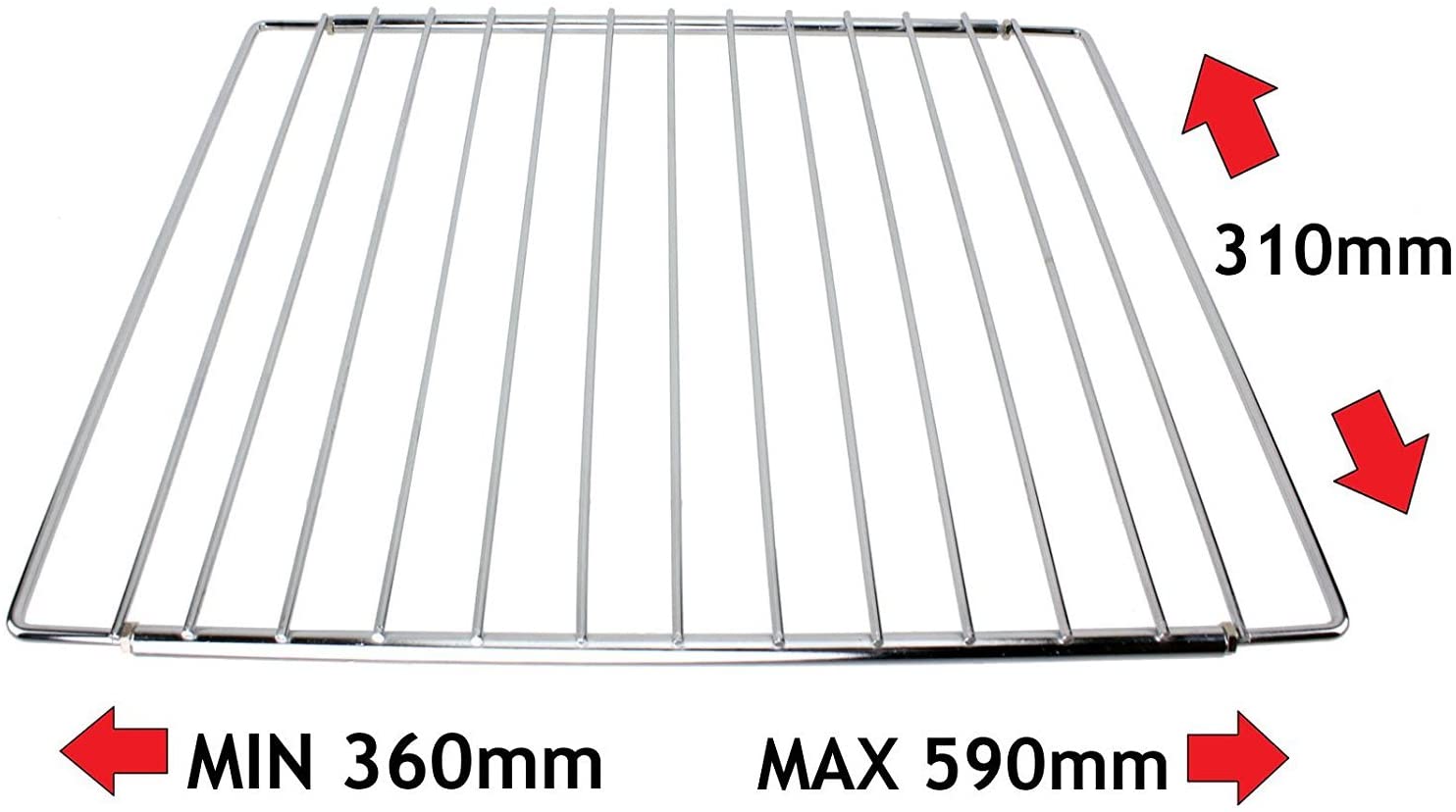 SPARES2GO Universal Extendable Adjustable Shelf with Locking Arms for All Oven Cooker & Grill (360mm - 590mm) - Image 4