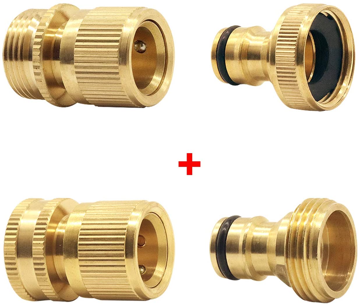 Hydrogarden Garden Hose Quick Connector Brass Hose Quick End Connector Garden Hose Nozzle Connect Kit