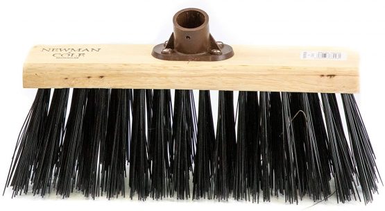 Newman and Cole 13" Wooden Broom Head with Stiff PVC Synthetic Poly Hard Bristle - Replacement Wooden Broom Head for Outdoor Garden Yard Brush Sweeping Wood Brush Head Fitted Fixing Bracket Connector - Image 2