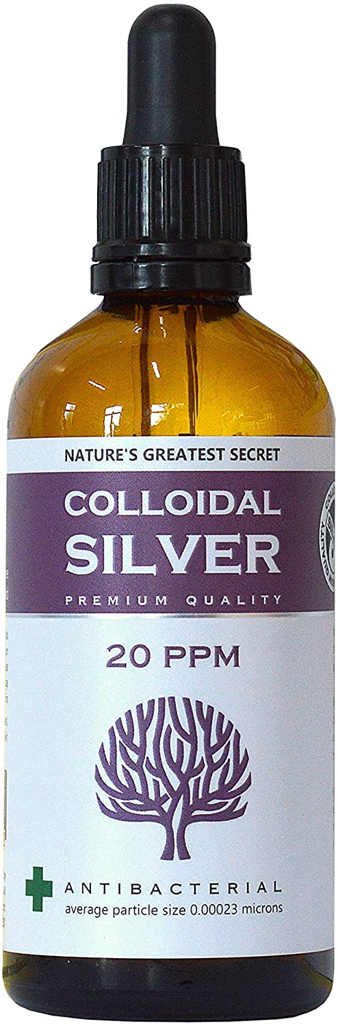 Nature's Greatest Secret Premium Quality Antibacterial 20ppm Colloidal Silver Dropper Bottle 100ml, Clear, 100 ml (Pack of 1)