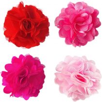 BIPY 4pcs 5cm Pinks Female Dogs Collars Flowers Charms Slides Flowers Bows For Cat Puppy Small Medium Dog Grooming Accessory