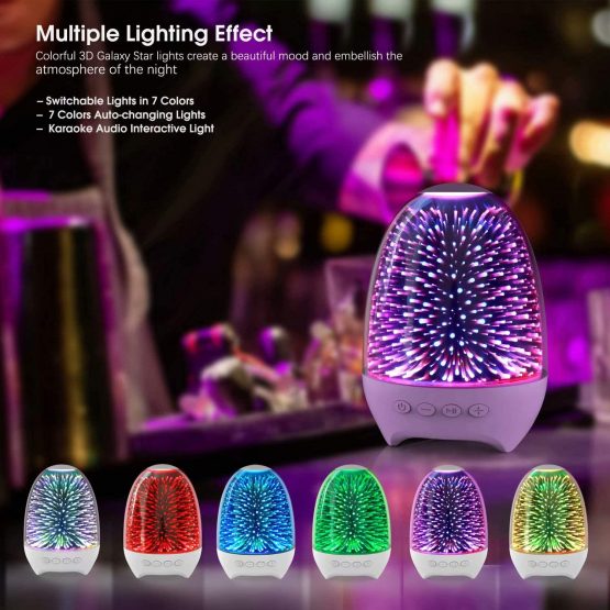 Bluetooth Speaker Night Lights, 3D Galaxy Bedside lamp Touch Control, Dimmable RGB 7 Colours Changing LED Portable Wireless Rechargeable Table Lamp for Bedroom,Best Gift for Kids, Adult, Boys, Girls - Image 4