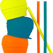 Boon SNUG Stretchy Silicone Lids with Straws, No Spill Baby Sippy Lids for Toddlers and Babies, Ideal Baby Shower Gift for New Parents, Suitable from 12 Months+, B11149A1
