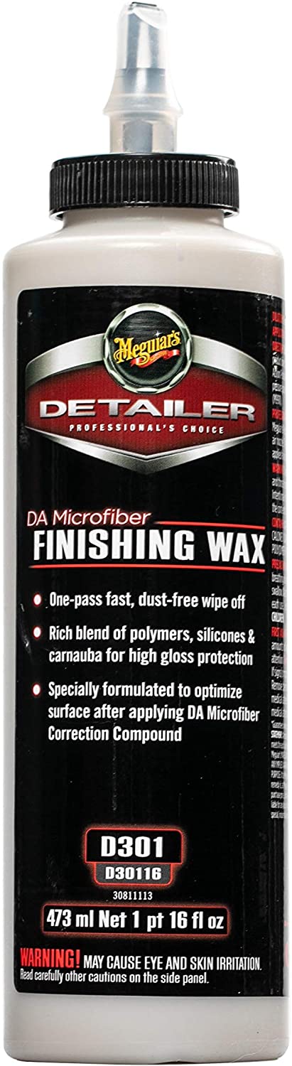 Meguiar's D30116 Detailer DA Microfibre Finishing Car Wax 473ml, White/Black, Finishing Wax 473ml