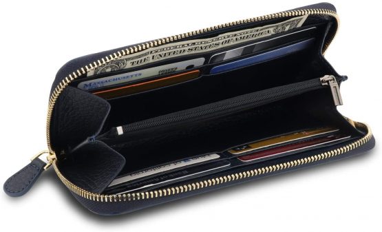 Otto Angelino Genuine Leather Zippered Clutch Purse with Phone Compatible Slots Wallet - Image 2