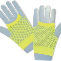 Bristol Novelty BA573 Fishnet Gloves Short Neon Yellow, Womens, One Size