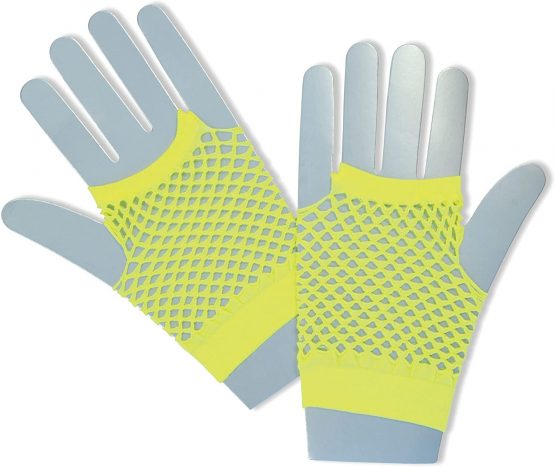 Bristol Novelty BA573 Fishnet Gloves Short Neon Yellow, Womens, One Size