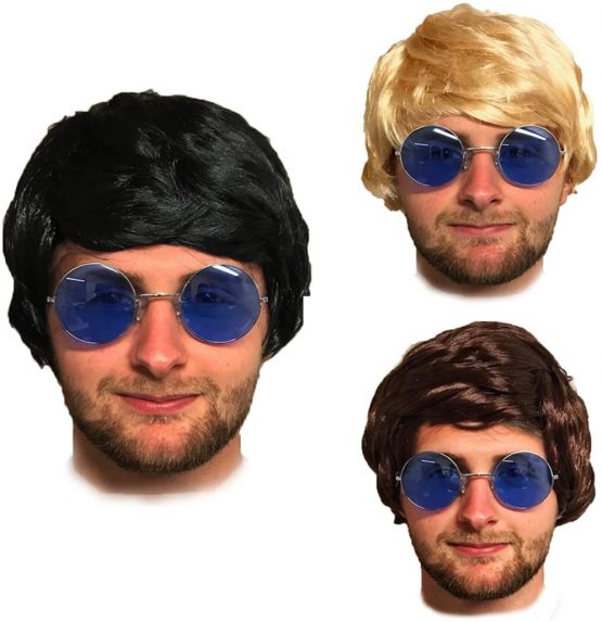 MENS ADULT BOYBAND WIG FANCY DRESS SHORT WIGS POP PARTY COSTUME 60S 70S 80S (Blonde) - Image 2