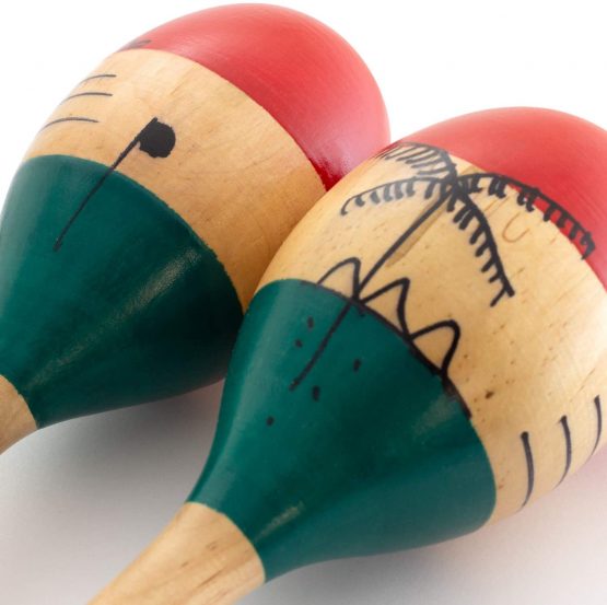 Natural Hand Painted Wooden Maracas - Full Size Pair - Image 3