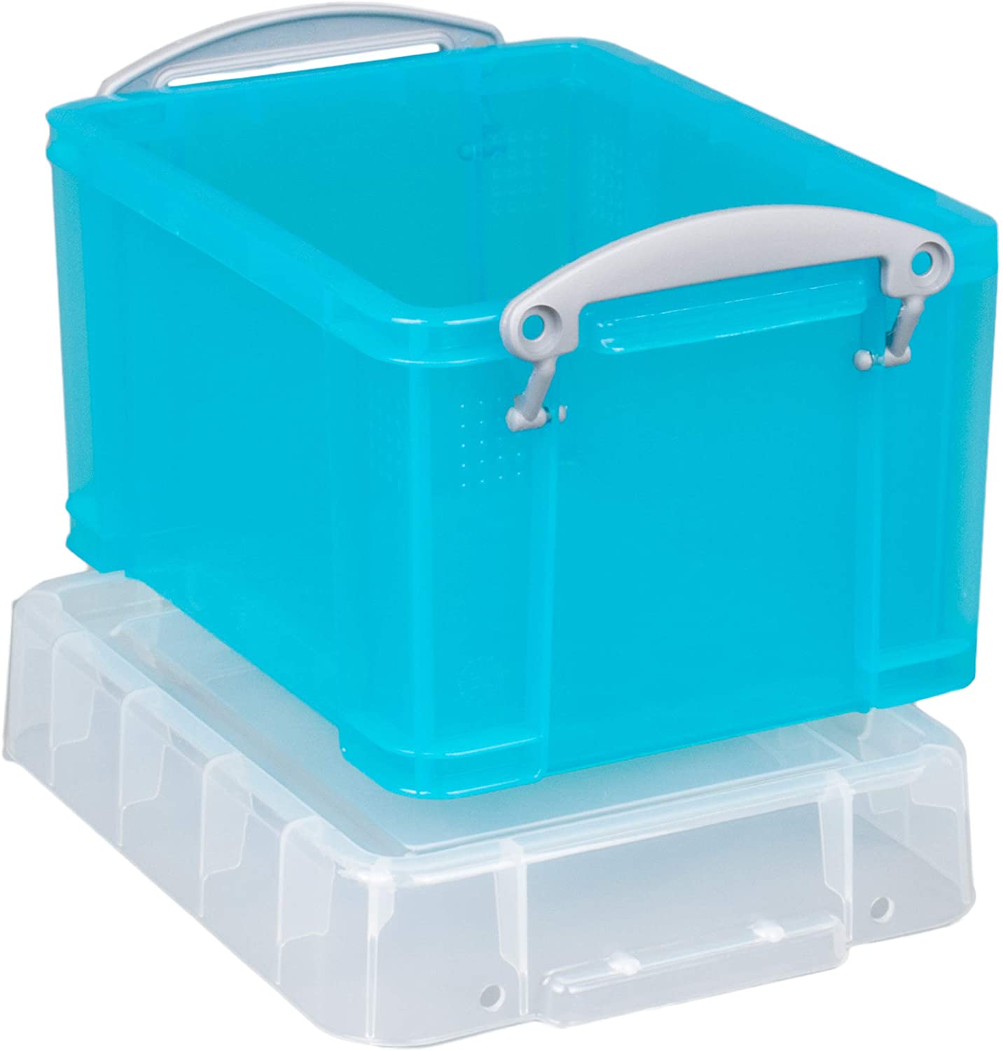 Really Useful Box 3 Litre Plastic Storage Box – Transparent Bright Blue ...