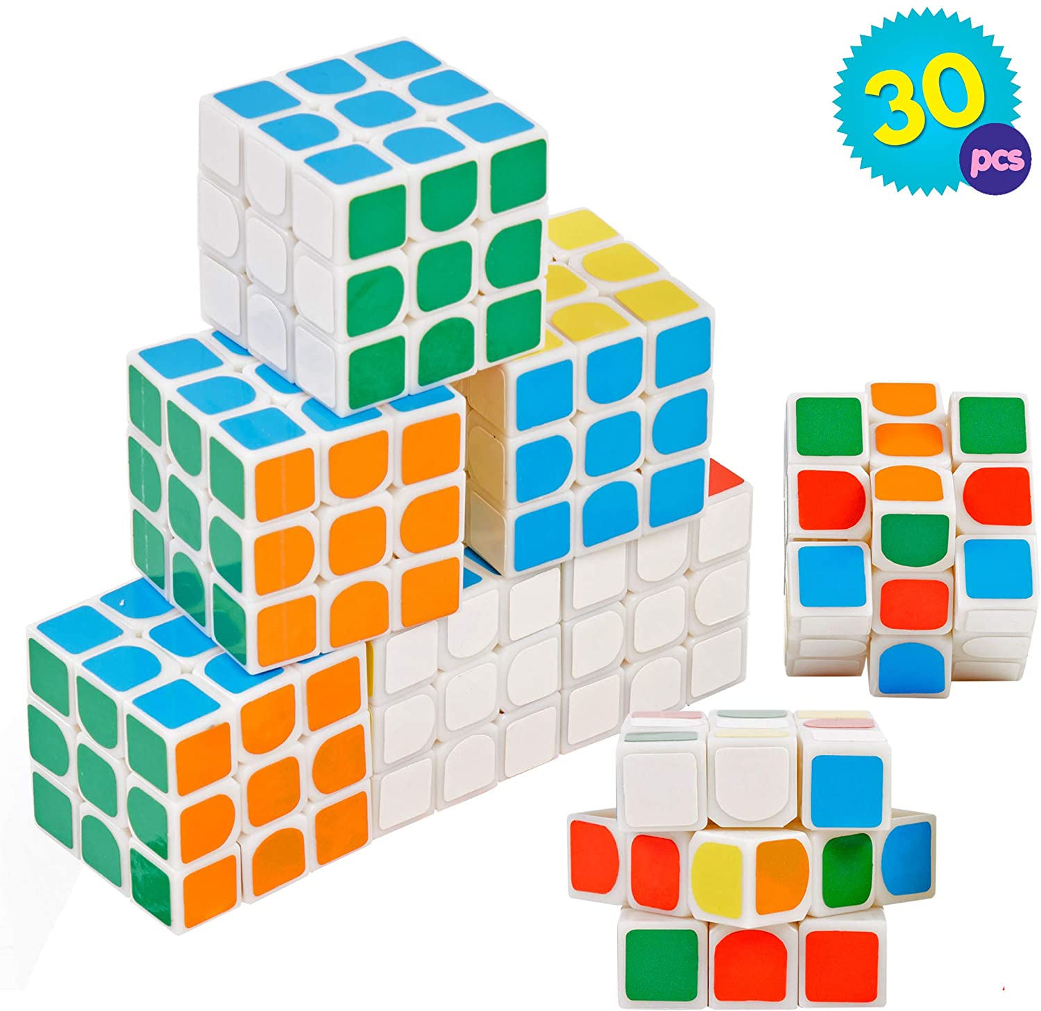 THE TWIDDLERS 30 Mini Puzzle Speed Cube Fidget Toys, 3x3