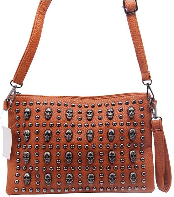 Chikencall® Women Classic Gothic Skull Rivet Clutch Purses Punk style Studded Shoulder Cross-Body Bag - Image 4