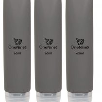OneNine5 3-Pack of 65ml Grey Silicone & Reusable Travel Bottles. TSA/Airline Approved. with Squeezy, Refillable & Leak-Proof Design. for Toiletries & Cosmetics.