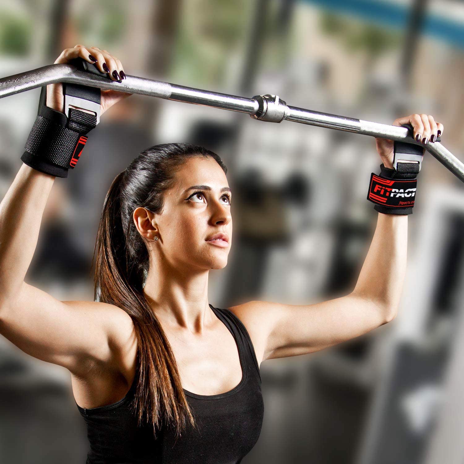 FITPACT Weight Lifting Hook Straps Wrist Support Training Gym Bodybuilding Powerlifting Weightlifting Adjustable Non Slip Workout Deadlift Chin up Padded Barbell Grips (available in Pair) - Image 3