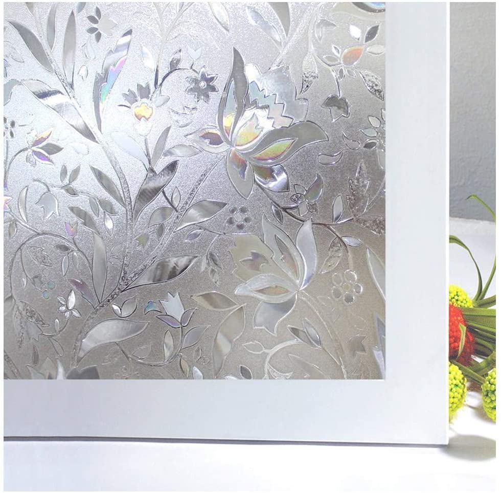 Zindoo Window Film Privacy Self Adhesive Stain Glass Film Window Cling No-Glue Static Decorative Window Covering Frosted Window Film 44.5 x 200CM - Image 2