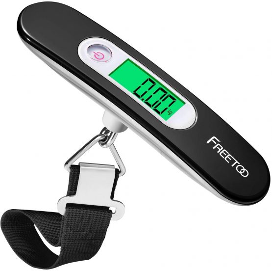 FREETOO Portable Digital Luggage Scale Hanging Suitcase Scale with Tare Function 110 lb/ 50KG Capacity Black