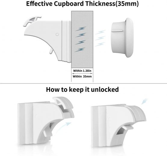 Calish Child & Baby Safety Proof Magnetic Cupboard Locks (20 Locks + 3 Keys), No Screws or Drilling, Latest Design to Protect Your Kids & Toddlers, Bonus Instruction Video - Image 4