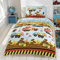 Kidz Under Construction Diggers and Trucks Bedding Set, Multi-Colour, Single
