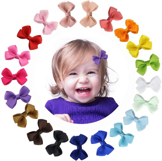 20 Colors 2" Boutique Mini Baby Hair Clips Hair Bow Grosgrain Ribbon Hair Bows Alligator Clips Hair Accessories for Baby Girls Toddlers Kids - Image 2